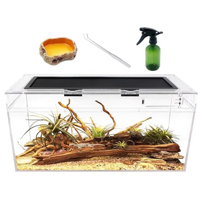 Reptile PC Terrarium Set, Reptile Tank 20" x 10"x 8",for Insect，Fish，Tarantula，Hermit Crab，Jumping Spider，Iguana，Tortoise，Leopard Gecko，Bearded Dragon - size: 20" x 10"x 8"