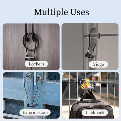 Combination Lock Cable Lock with 4 Digits Cabinet Lock 5.5" Twist Length 5.5" Durable Cable Ideal for lockers, Gym, Fence, Toolbox, case, hasp Storage and Outdoor (11" Cable Length) - size: 5.5" Black