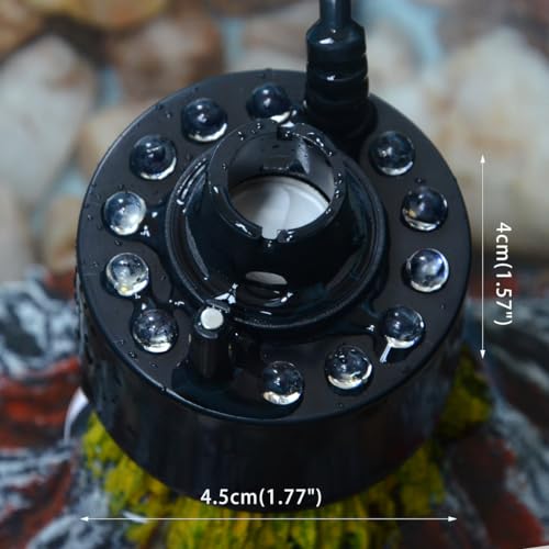 Adjustable Mist Maker with LED and Splash Guard, Fogger Water Fountain Pond Fog Machine Atomizer Air Humidifier, 350ml/H, Water Feature, Halloween and Other Holiday Decorations., Small, Black | Small Adjustable Atomizer Air Humidifier, Halloween and Other