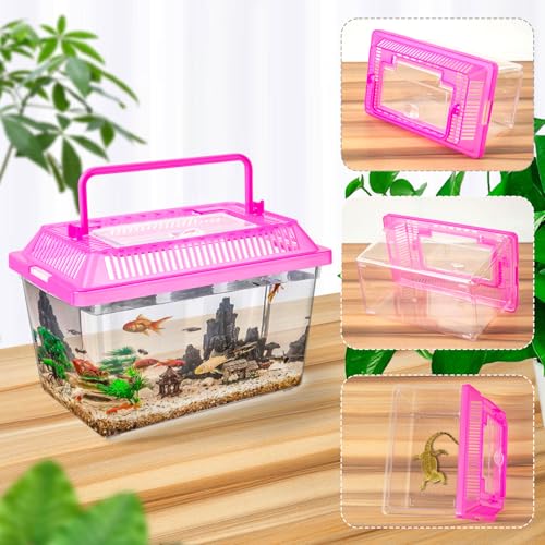 12Pcs Plastic Reptile Terrariums Carrier Cage, Tarantula Enclosure Breeding Box Hatching Container Transparent Fish Tank Turtle Aquarium with Random Color Lid for Hermit Crab, M(7" x 4.3" x 4.3") - size: M