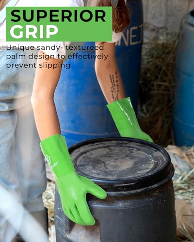 HANDLANDY Chemical Gloves, Heavy Duty Cleaning Gloves - color: Green (1 Pair), size: Medium