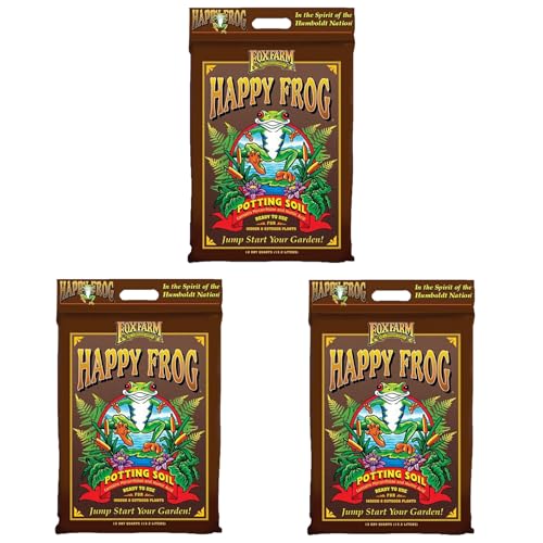 FoxFarm Happy Frog Potting Soil - Ready-to-Use Amended Container Blend with Soil Microbes, Earthworm Castings, Bat Guano, and Aged Forest Products for Indoor & Outdoor Plants - 12 Quart (Pack of 3) - size: 12 Quarts (3 Pack)