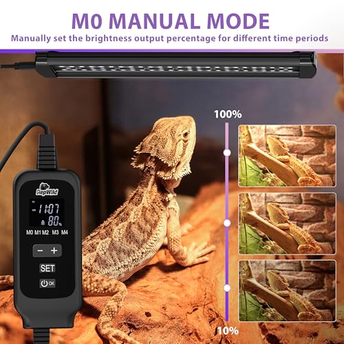 12W UVA UVB Reptile Light, Dimmable Controller UVB Light Bar | 16 Inch UVB LED Light Bulb for Reptile, Full Spectrum Reptile Lamp for Bearded Dragons, Snakes, Turtles, Gecko - size: 16 INCH