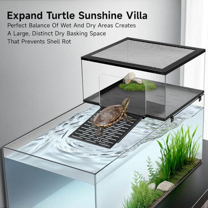 Turtle Basking Platform, Stainless Steel Ramp for 18-20" Aquariums | Rustproof 304 Stainless Steel Frame with Non-Slip Ramp; Hanging Dry Basking Zone; Tool-Free Assembly; Fits 18-20in Tanks