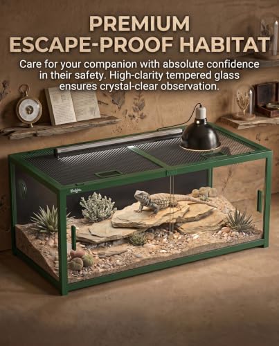 68 Gallon Reptile Tank, Reptile Enclosure Front Sliding Door | Stackable ventilation reptile terrariums Tank anti-escape locks and no-fingerprint handles maximizes UVB transmissionn - color: Green, size: 68 Gallon