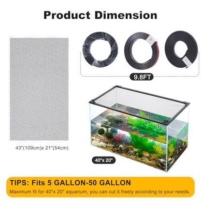 Uross Fish Tank Lid Magnetic Aquarium Lid Tank Hood top Cover Anti-Jumping Net Cover Mesh to Protect Fish Jumping Out of