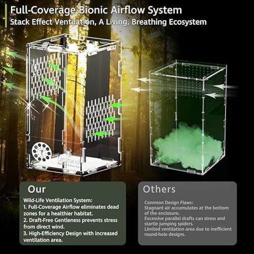 Transparency Reptiles Container Box Terrarium with Front Opening Door Breeding Box for Home Travel Amphibian Display Small Pet Habitat Cage