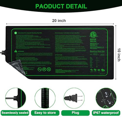 10"x20" Seedling Heat Mat for Seed Starting and Germination,2 Pack | Durable Waterproof Hydroponic Heating Pad with ETL Certified for Indoor Plant Gardening and Cutting, Brewing and Greenhouse - style: 2 pack-20"x10"-Upgrade version