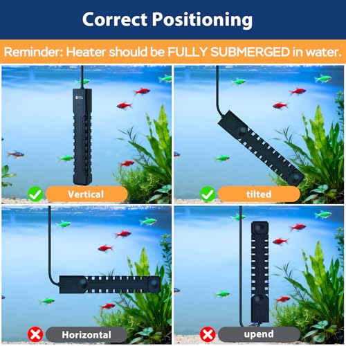 AquaMiracle Submersible Aquarium Heater with LED Digital Temp Display, Fish Tank Heater with Dry-Run & Over-Temp Protection, for Freshwater Saltwater Aquariums(500W/75-120Gal) - size: For 75-120 Gal Tank