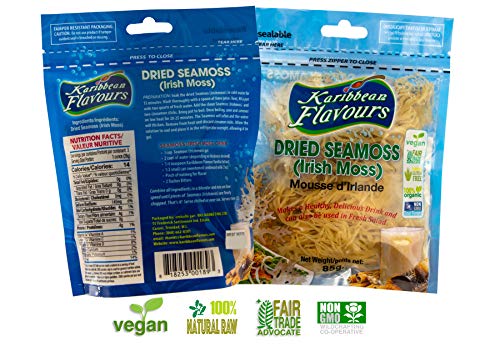 Karibbean Flavours Dried Sea Moss (pack of 2) x 3Oz./85g | Caribbean Superfood - Wildcrafted Seedstock - Ethically Harvested - Makes 4 Quarts Gel - size: 2.99 Ounce (Pack of 2)