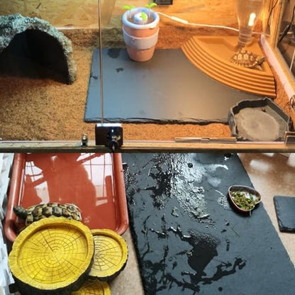 Reptile Basking Platform Turtle Rock Plate 11.8''X7.8'' Feeding Platform Food Bowl Slate Dish Bathing Rock Resting Terrace for Lizard Bearded Dragon Chameleon Gecko Snake Frog Newt - size: 11.8x7.8inch-rectangle(1pcs)