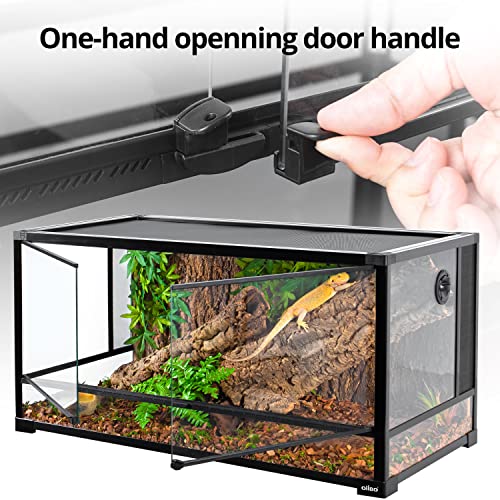 Glass Reptile Terrarium, 40"x20"x20" Bearded Dragon Tank with One-Hand Opening Front Hinge Doors, Top and Front Ventilation, Reptile Habitat for Bearded Dragon Ball Python Snake Gecko Knock-Down - style: 40"x20"x20"(70 Gal)