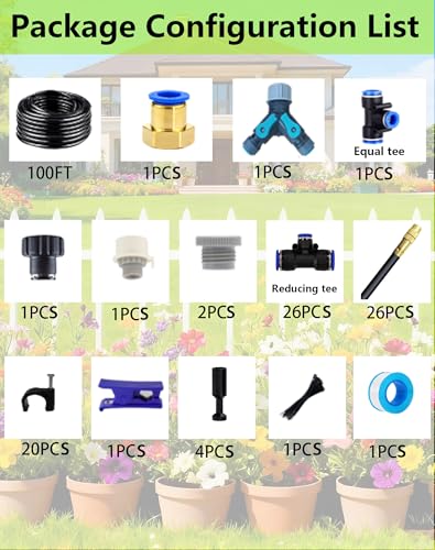 360° Adjustable Drip Irrigation Sprinkler Kit – Garden Watering System | 12mm High-Flow Mainline Tubing,Easy Installation, Automatic Garden Mister- Watering for Lawn,Plants,flower bed,greenhouse - size: 100 FT