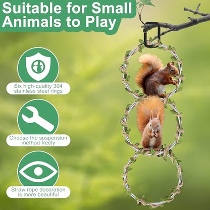 Snake Climbing Rings for Ball Python, Snake Climbing Accessories Ball Python Enrichment with 6 Rings, 1 Five-Meter Rope and 2 Climbing Buckles