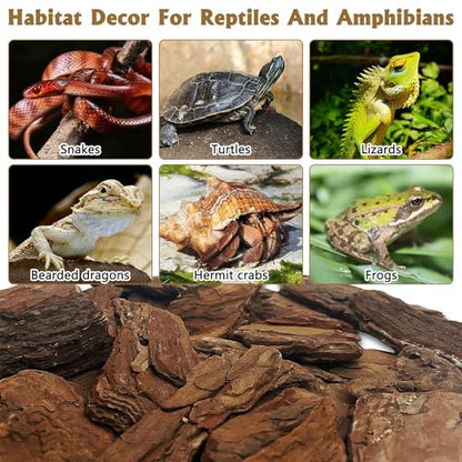 Hamiledyi Reptile Bark Bedding Tortoise Habitat Bedding Natural Wood Chips Terrarium Substrate Bearded Dragon Tank Accessories for Snake Box Turtle Gecko Hermit Crabs Pack of 2 (Large) - size: 2 Pcs-Large Reptile Bark Bedding