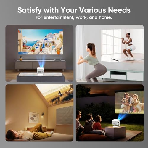 【Built-in Apps & Native 1080P】Smart Mini Projector with WiFi and Bluetooth, 4K Outdoor Movie Projector with Electric Focus & Auto Keystone, YINCODI Portable Proyector for Bedroom/Home/Celling
