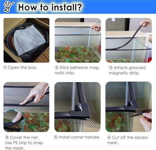 Aquarium Anti-Jump Cover， Terrarium Ventilation Opening Hood Magnetic Fish Tanks Top Lid Protective Screen Custom Size(L11.8 xW7.9) - size: L11.8"xW7.9