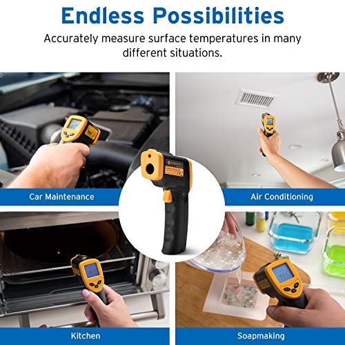 Etekcity Infrared Thermometer 749 (Not for Human) Temperature Gun Non-Contact Digital Lasergrip with LCD Backlit Display, -58℉ to 716℉ (-50℃ to 380℃), Black-Yellow