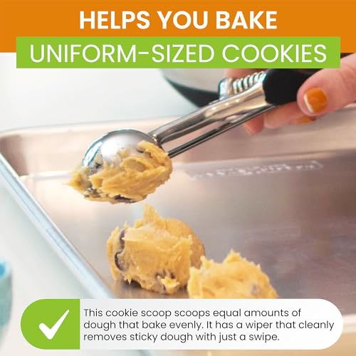 Spring Chef Large Stainless Steel Cookie Scoop, #20, 2.93 Tablespoon, Black | Professional 3.5" Cookie Dough Scoop for Baking, Cookie Scooper, Ice Cream Scoop with Trigger Release, Dishwasher Safe - color: Black, size: #20 - Large - 2.93 Tbsp