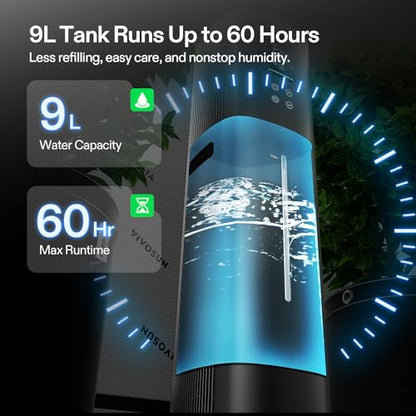 VIVOSUN AeroStream H09 Intelligent Wi-Fi Humidifier, 2.38 Gal / 9 L Humidifier with Temp & Humidity Probe, Smart Remote Control, Designed for Growers | VPD Control, Smart Auto Humidity Adjustment, 9L Large Capacity, Grow System Compatible, Designed for Gr