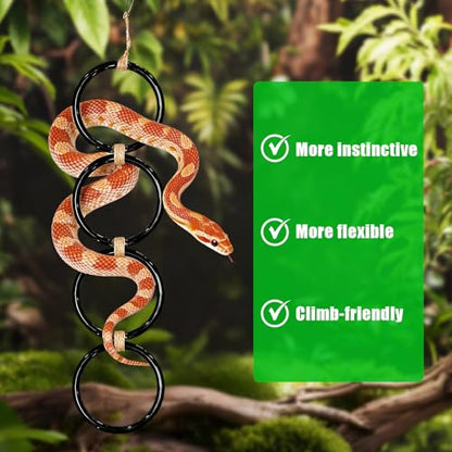 3PCS Snake Climbing Rings,Ball Python Tank Accessory Adjustable Playground Reptiletank Cage Decor Accessories for Bearded Dragon,Chameleon,Iguana,Gecko,Lizard