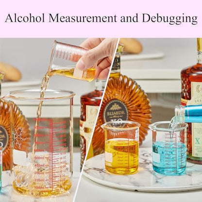 Ackers Mini Glass Measuring Beaker Set, Borosilicate, 2oz 4oz 8oz Measuring Cups - size: 60ml/120ml/250ml (2oz/4oz/8oz)