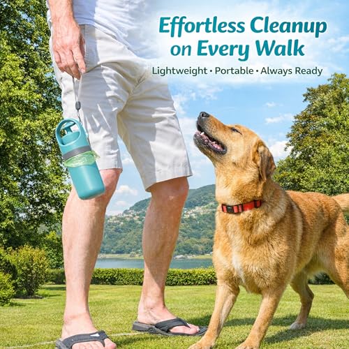 Dog Pooper Scooper for Small Medium Dogs - Portable Eco-Friendly Lightweight Poop Scooper for Dogs, Mini Waste Picker for Lawn, Grass, Gravel, and Easy to Carry (7.4 x 2.8in) Blue