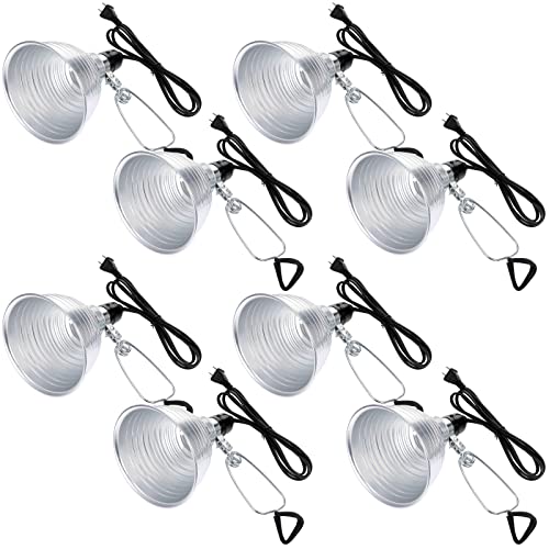 Macarrie 8 Pack Clamp Lamp Light with Aluminum Reflector, 6ft SPT-2 18awg Cord and Adjustable Stand Fixture, up to 150 Watt, E26 Socket, No Bulb(5.5 Inch) - size: 5.5 Inch