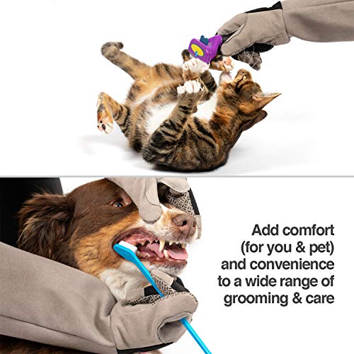 PetFusion Multipurpose Pet Grooming Gloves Great for Trips to Vet and Bathing, Puncture, Scratch & Water Resistant - size: Large