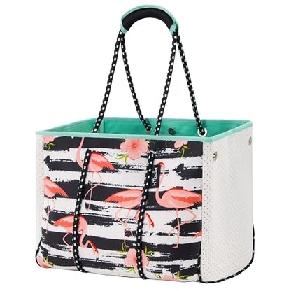 Hibala Neoprene Multipurpose Beach Bag,Gym/Travel/Pool Bag,Tote For Women&Men - color: Flamingo
