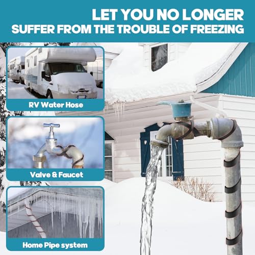3FT-160FT Heat Tape for Water Pipes,Heating Cable for Pipe (15FT) | Freeze Protection,Water Pipe Insulation/Roof Snow De-Icing,Deicing Heating Cable - style: 15FT