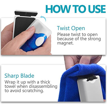 Magnetic Aquarium Fish Tank Glass Algae Scrapers Glass Cleaner Scrubber Clean [Blades Attachment, Floating, Scratch-Free, Non-Slip, Magnetizing] S - color: Dark Blue