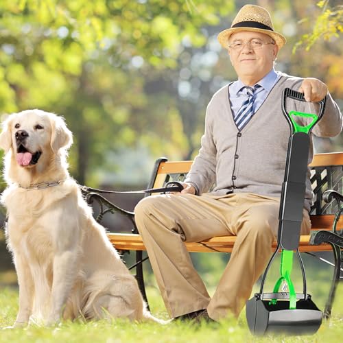 ienjoyed 2-Pack Pooper Scooper for Large Small Dogs Heavy Duty, 28" Long Handle Poop Scoop for Yard, Grass, Gravel, Dog Poop Grabber with High Strength Material and Durable Spring - color: 2-Piece(Green& Blue)