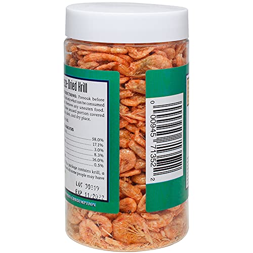 San Francisco Bay Brand Freeze Dried Krill Fish Food - All-Natural, Sustainably Harvested, High Protein Dried Shrimp for Freshwater and Saltwater Carnivores, Koi, Cichlids, Turtles - 1.27 oz (36g)