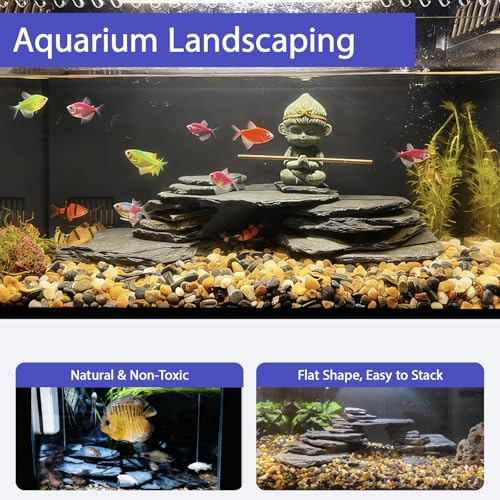 Natural Slate Rocks 2-6 Inches Aquarium Rocks 10lb Natural Stones for Fish Tank Aquascaping Reptile Terrarium Landscaping Decor - size: 10lb(2–6in)