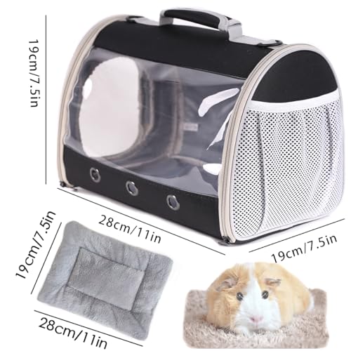 Small Animal Travel Backpack Carrier,Portable Bearded Dragon Bag for Sugar Glider,Hedgehog,Rat,Bunny,Rat,Outdoor Used (Black, Carrier L+ I Leash) - color: Black