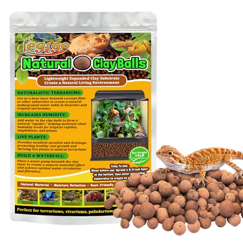10 LB Organic Expanded Clay Balls Terrarium Substrate for Reptiles | Drainage & Humidity Control, Reusable Leca Balls for Bioactive Setups, Reptile Enclosures, Hydroponics, Aquaponics & Plants - color: 10LBS