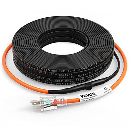 VEVOR Self-Regulating Pipe Heating Cable, 120-feet 5W/ft Heat Tape for Pipes Freeze Protection, Protects PVC Hose, Metal and Plastic Pipe from Freezing, 120V - size: 120 Feet