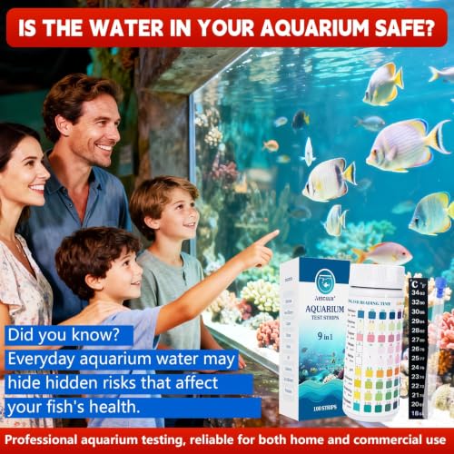 9 in 1 Aquarium Test Strips, 100 Count, Fish Tank Water Test Kit for Freshwater & Saltwater,