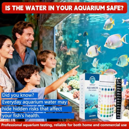 9 in 1 Aquarium Test Strips, 100 Count, Fish Tank Water Test Kit for Freshwater & Saltwater,