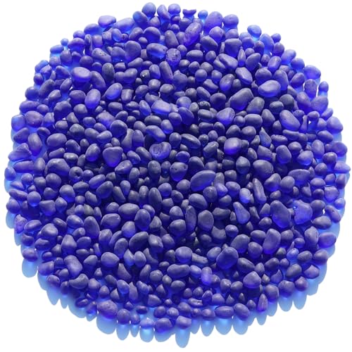 QYGL Sea Glass Stones - 0.9LB Cobalt Blue Frosted Glass Pebbles Gemstones | Perfect for Aquarium Rocks, Fish Tank Gravel, Vase Fillers, DIY Crafts, and Home Decor - color: Cobalt Blue