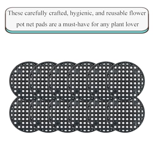 HAHIYO 20PCs 2.6Inch/6.5cm Black Round PP Plastic Flower Pot Hole Mesh Pad Bottom Grid Mat Bonsai Drainage mesh Hole Screens Gasket Prevent Soil Loss Breathable Gasket Drainage Netting for Bonsai - size: Round-2.6In-20P
