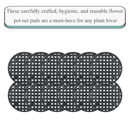 HAHIYO 50PCs 1.8Inch/4.5cm Black Round PP Plastic Flower Pot Hole Mesh Pad Bottom Grid Mat Bonsai Drainage mesh Hole Screens Gasket Prevent Soil Loss Breathable Gasket Drainage Netting for Bonsai - size: Round-1.8In-50P