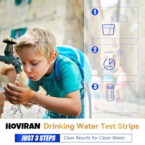 Drinking Water Test Strips 125ct 18 Parameters, Home Water Test Kit | Easy to Use Water Testing Kit for Lead, Hardness, Iron, Copper, Heavy Metals, Chlorine, Nitrate and More - color: Blue