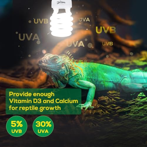 UVB Bulb for Reptiles, 5.0 26W UVB Light for Reptiles, Hygger zoo UVA UVB Reptile Light Bulb Reptile UVB Bulb UVB Light for Hermit Crab Snake Chameleon Reptile Lamp Terrarium Lamp for Tropical Reptile - size: 5.0-6.1 Inch
