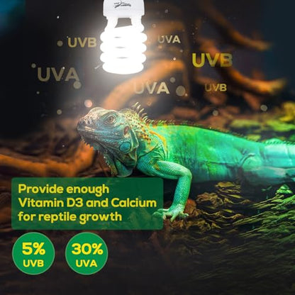 UVB Bulb for Reptiles, 5.0 26W UVB Light for Reptiles, Hygger zoo UVA UVB Reptile Light Bulb Reptile UVB Bulb UVB Light for Hermit Crab Snake Chameleon Reptile Lamp Terrarium Lamp for Tropical Reptile - size: 5.0-6.1 Inch