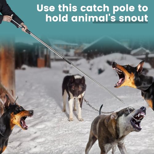 61" Dog Catcher Pole Portable Hog Pig Catcher Animal Control Pole Tool Stainless Steel Pig Holder Catch Pole for Dogs Livestock Farm Equipment