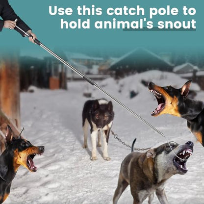 61" Dog Catcher Pole Portable Hog Pig Catcher Animal Control Pole Tool Stainless Steel Pig Holder Catch Pole for Dogs Livestock Farm Equipment