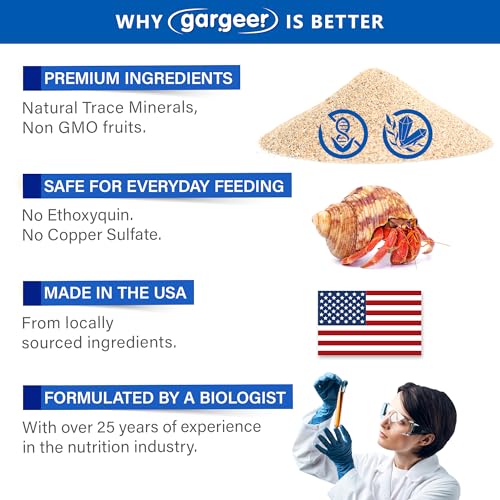 Gargeer 4oz Hermit Crab Mineral Supplement. Promote Growth, Made in USA | Vital molting & exoskeleton support! 32%+ calcium with organic banana, mango, kelp & sea salt. Zero artificial additives - size: 4.00 Ounce (Pack of 1), style: Minerals