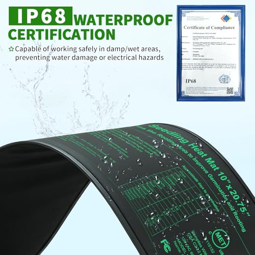 Seedling Heat Mat with Thermostat Pack of 1, Dual Certified by MET and UL Plant Heating Mat Pad Equipped with A Temperature Probe, It Automatically Maintains A Constant Temperature - size: Pack of 1